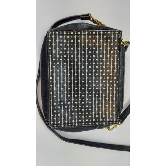 Fossil Campbell Mini Crossbody Black White Stripe Purse Adjustable Strap - Picture 3 of 11